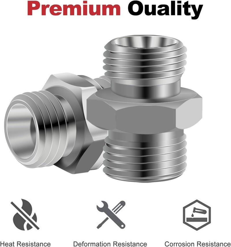 joytrace 2pcs M18 to M18 Carbon Stee Fittings Adapters for Mini Excavator Adapting, Reducing Or Enlarging Connect Such Air Pipe, Fuel Pipe, Water Pipe, Etc Full Port Straight Pipe Fitting Connector - Image 2